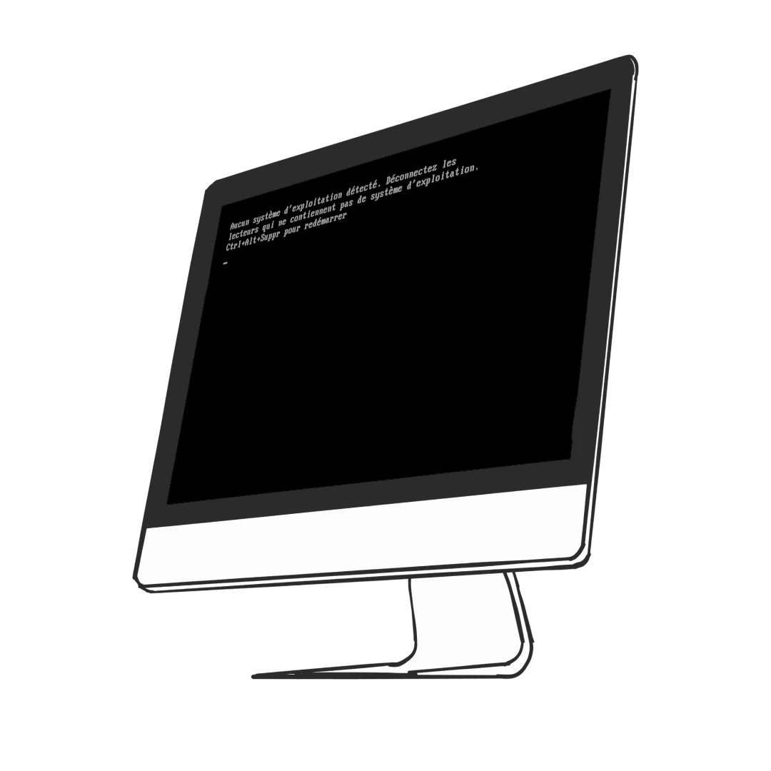 Aucun système d'exploitation installé Ordinateiur affichant - aucun système d'exploitation installé